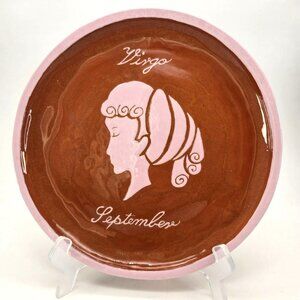 Virgo Handcrafted Ceramic Plate With September Design Artisan Signed jj3699